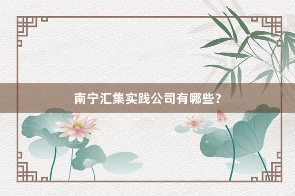 南宁汇集实践公司有哪些？